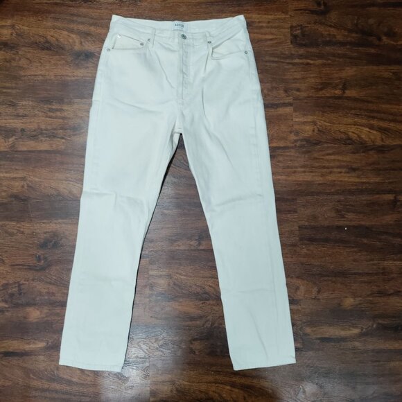 AGOLDE x REVOLVE Remy Twee High Waisted Button Fly Straight Jeans Cream US 30 - Picture 2 of 15